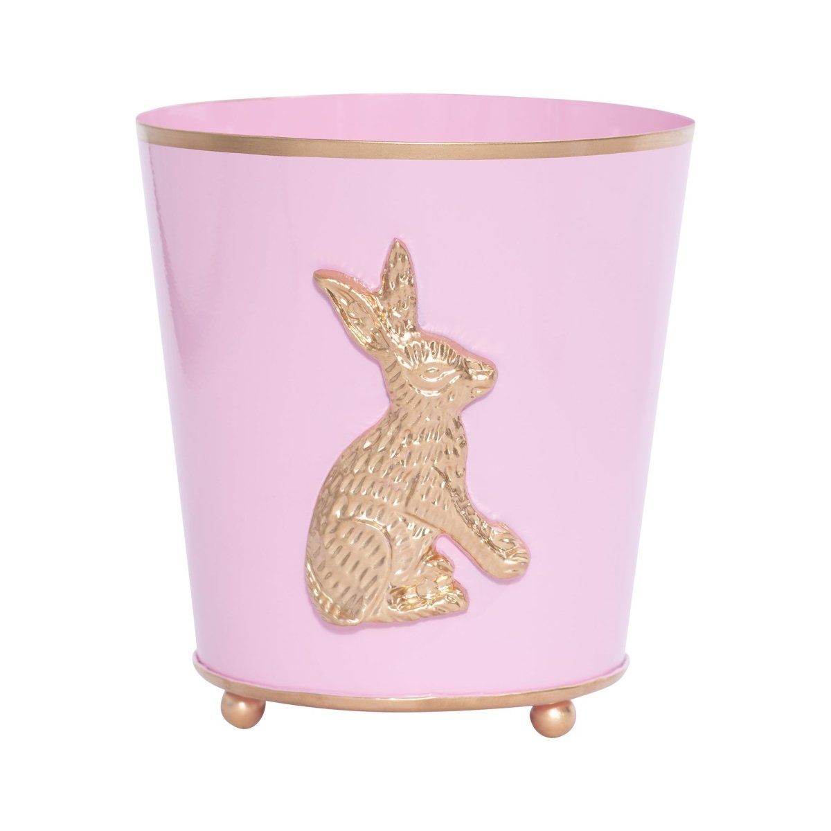 Regency Rabbit Pink / Light Pink Round Metal Cachepot Planter For Bedroom, Office, Kitchen, Living Room - Avail 02/22 - Cachepots from Jaye's Studio
