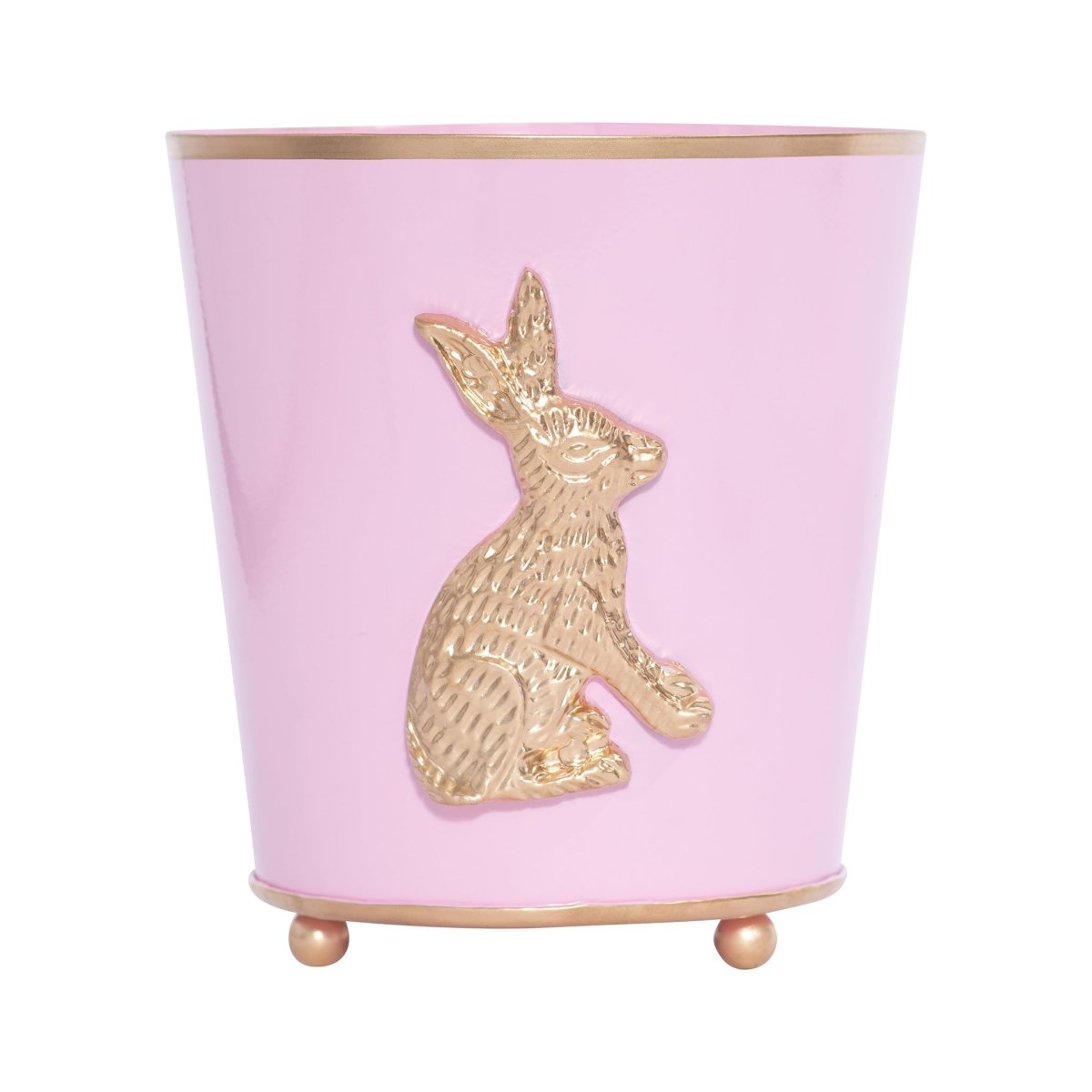 Regency Rabbit Pink / Light Pink Round Metal Cachepot Planter For Bedroom, Office, Kitchen, Living Room - Avail 02/22 - Cachepots from Jaye's Studio