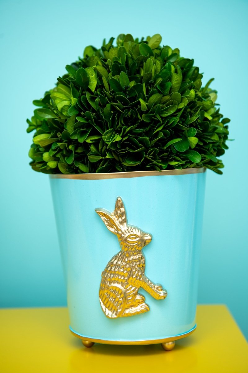 Regency Rabbit Round Cachepot Planter 6 - Light Blue - Avail 03/20 - Cachepots from Jaye's Studio