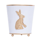 Regency Rabbit White Round Metal Cachepot Planter For Bedroom, Office, Kitchen, Living Room - Avail 02/22 - Cachepots from Jaye's Studio
