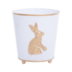 Regency Rabbit White Round Metal Cachepot Planter For Bedroom, Office, Kitchen, Living Room - Avail 02/22 - Cachepots from Jaye's Studio