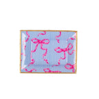 Ribbons of Hope Blue Enameled Rectangle Catch All Tray, Jewelry Tray for Bathroom, Vanity - Decorative Landry Tray - from Jaye's Studio
