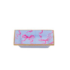 Ribbons of Hope Blue Enameled Rectangle Catch All Tray, Jewelry Tray for Bathroom, Vanity - Decorative Landry Tray - from Jaye's Studio