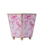 Ribbons of Hope Enameled Pink Square Metal Cachepot Planter for Bedroom, Home Office, Kitchen, Living Room - Cachepots from Jaye's Studio