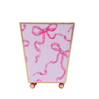 Ribbons of Hope Enameled Pink Square Metal Cachepot Planter for Bedroom, Home Office, Kitchen, Living Room - Cachepots from Jaye's Studio