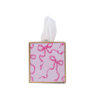 Ribbons of Hope Enameled Pink Square Metal Tissue Box Cover for Bathroom, Vanity, Bedroom, Home Office - Tissue Box Cover from Jaye's Studio