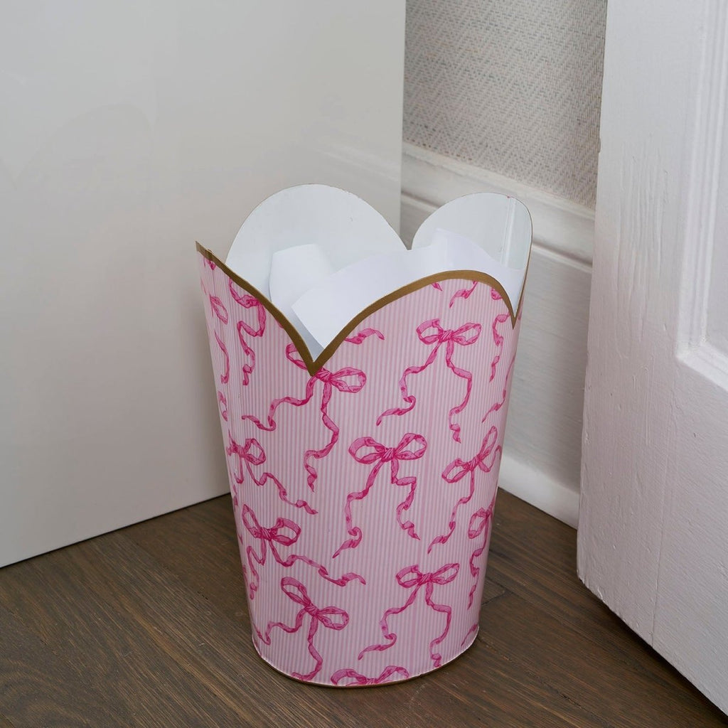 Ribbons of Hope Enameled Tulip Wastebasket - Wastebaskets from Jaye's Studio