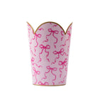 Ribbons of Hope Pink Enameled Bathroom Trash Can, Wastebasket, Dustbin for Bedroom, Home Office, Vanity - Tulip Shape without Lid - Avail 11/26 - Wastebaskets from Jaye's Studio