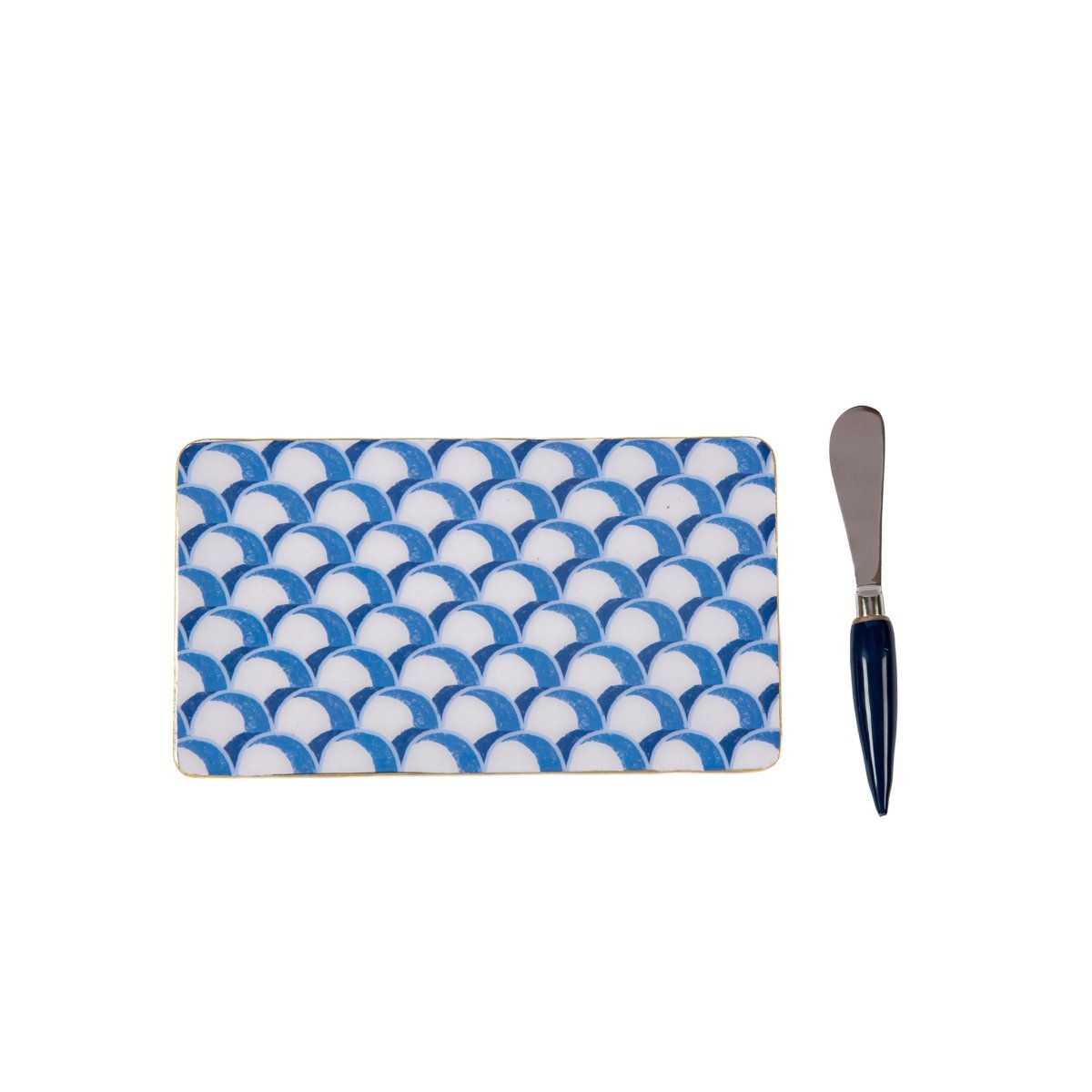 Scales Amelia Enameled Blue Charcuterie Board, Wooden Cutting Board, Chopping Board for Serving, Food & Meat Prep - Cutting Board from Jaye's Studio