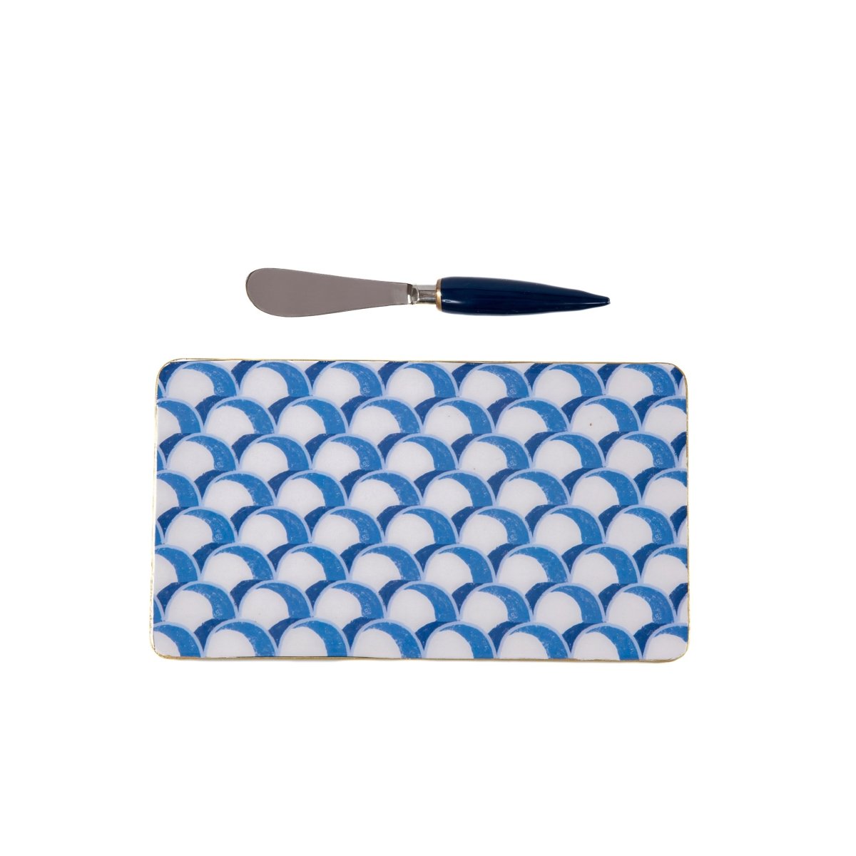 Scales Amelia Enameled Blue Charcuterie Board, Wooden Cutting Board, Chopping Board for Serving, Food & Meat Prep - Cutting Board from Jaye's Studio