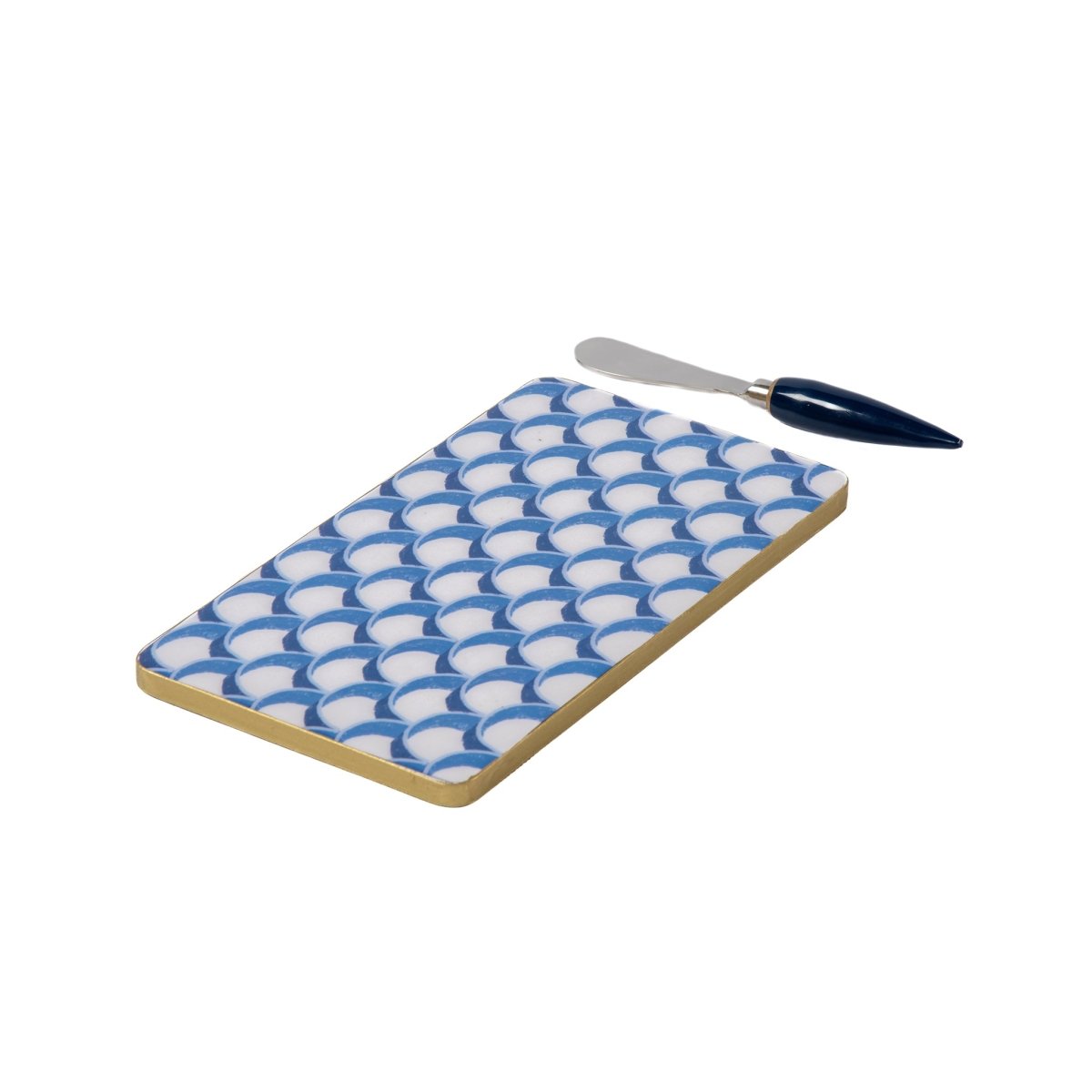 Scales Amelia Enameled Blue Charcuterie Board, Wooden Cutting Board, Chopping Board for Serving, Food & Meat Prep - Cutting Board from Jaye's Studio