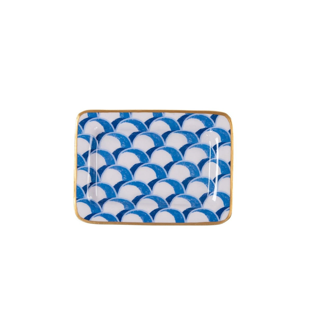 Scales Blue Enameled Rectangle Soap Dish, Catch All Tray, Jewelry Tray for Bathroom, Vanity, Sink - Decorative Laney Tray - Trinket Trays from Jaye's Studio