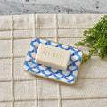 Scales Blue Enameled Rectangle Soap Dish, Catch All Tray, Jewelry Tray for Bathroom, Vanity, Sink - Decorative Laney Tray - Trinket Trays from Jaye's Studio