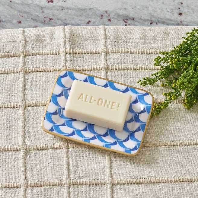 Scales Blue Enameled Rectangle Soap Dish, Catch All Tray, Jewelry Tray for Bathroom, Vanity, Sink - Decorative Laney Tray - Trinket Trays from Jaye's Studio