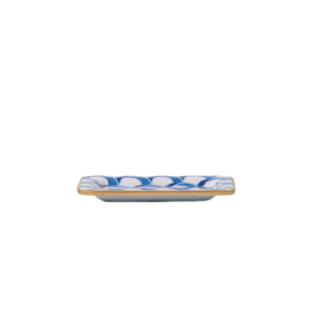 Scales Blue Enameled Rectangle Soap Dish, Catch All Tray, Jewelry Tray for Bathroom, Vanity, Sink - Decorative Laney Tray - Trinket Trays from Jaye's Studio