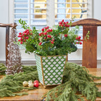 Scales Enameled Green Square Metal Cachepot Planter for Bedroom, Home Office, Kitchen, Living Room - Cachepots from Jaye's Studio