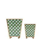 Scales Enameled Green Square Metal Cachepot Planter for Bedroom, Home Office, Kitchen, Living Room - Cachepots from Jaye's Studio