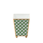 Scales Enameled Green Square Metal Cachepot Planter for Bedroom, Home Office, Kitchen, Living Room - Cachepots from Jaye's Studio