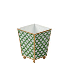 Scales Enameled Green Square Metal Cachepot Planter for Bedroom, Home Office, Kitchen, Living Room - Cachepots from Jaye's Studio
