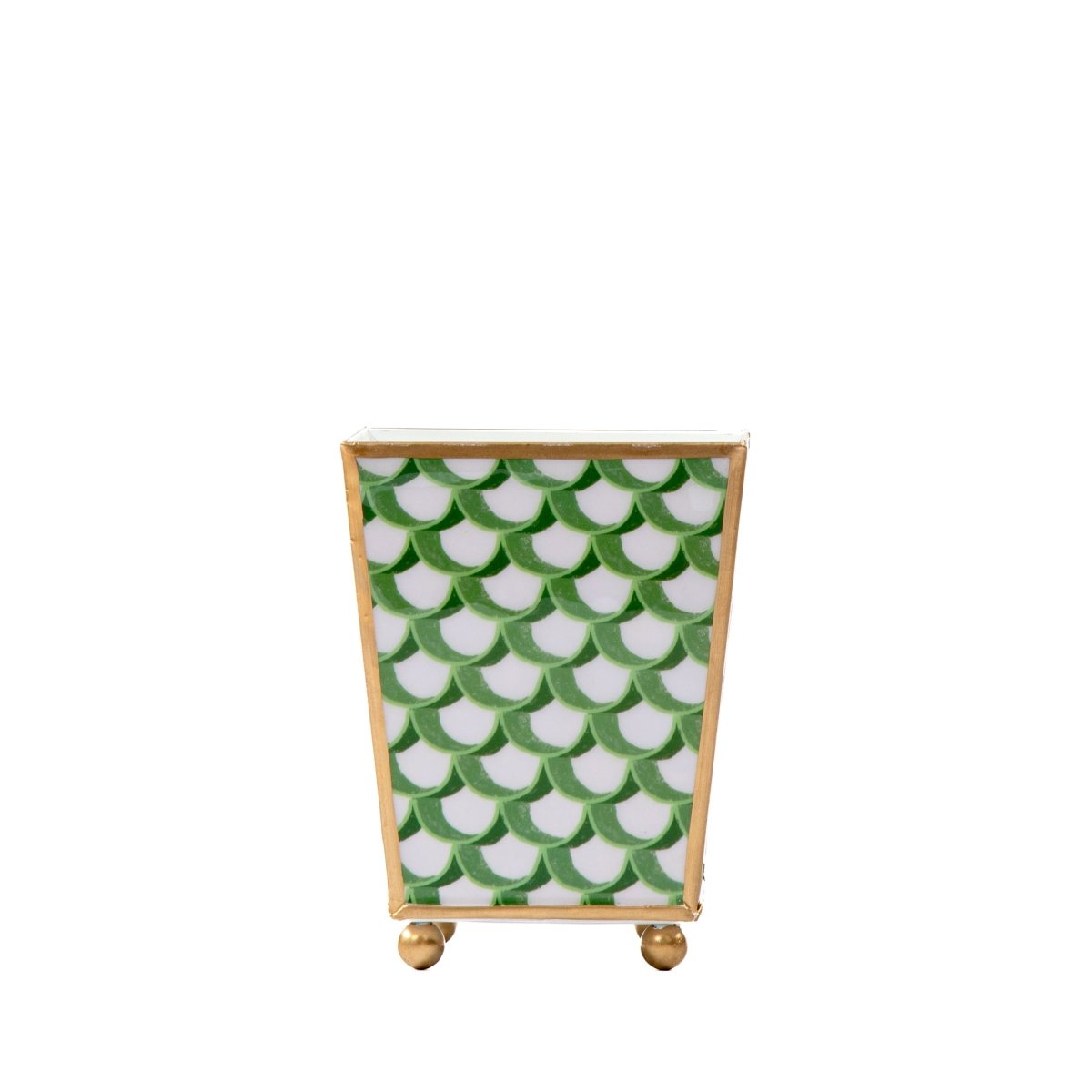 Scales Enameled Green Square Metal Cachepot Planter for Bedroom, Home Office, Kitchen, Living Room - Cachepots from Jaye's Studio