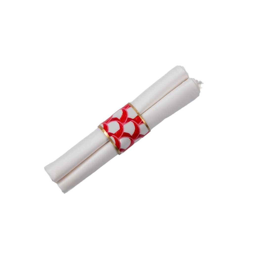 Scales Enameled Red Napkin Rings for Dinnerware, Table Setting, Dinner Party (Pack of 4) - Napkin Rings from Jaye's Studio
