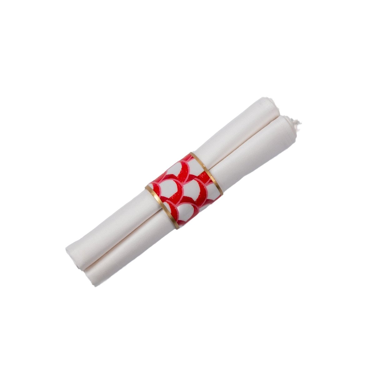 Scales Enameled Red Napkin Rings for Dinnerware, Table Setting, Dinner Party (Pack of 4) - Napkin Rings from Jaye's Studio