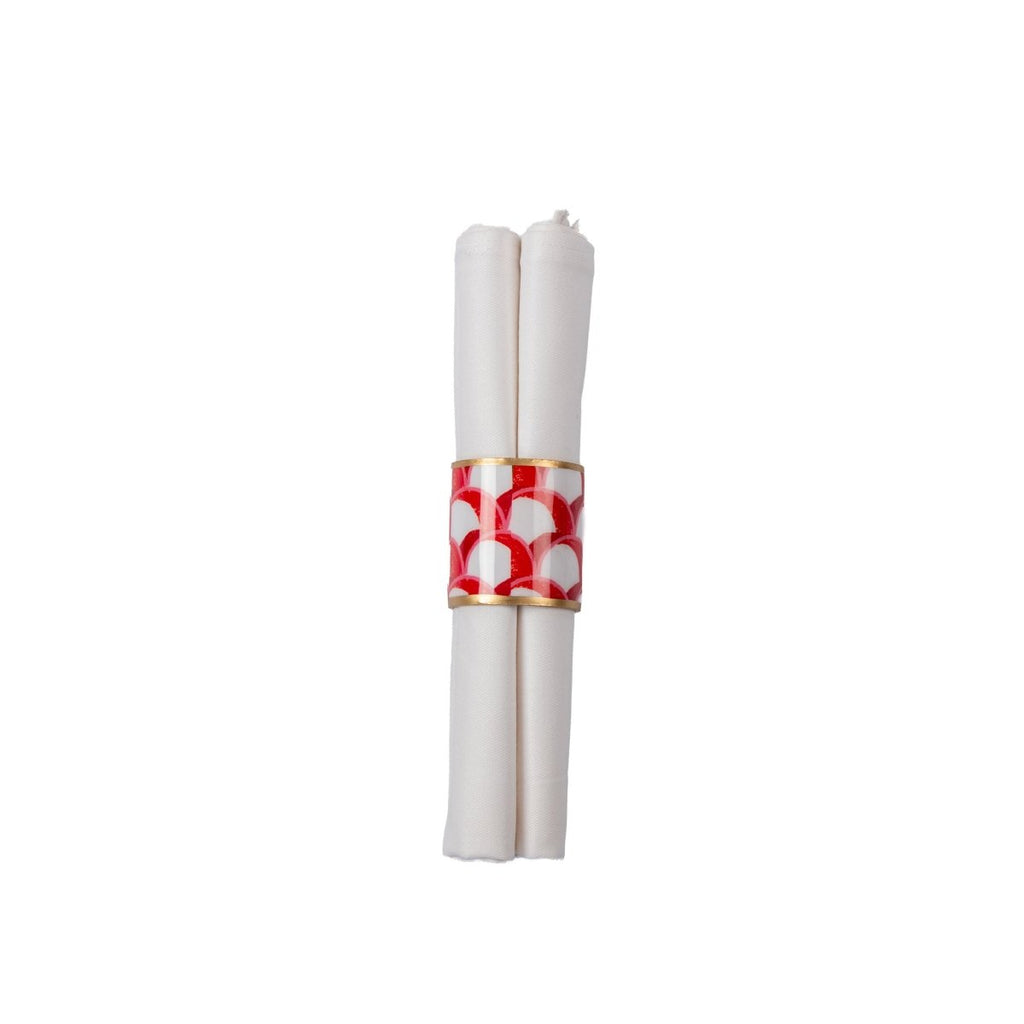 Scales Enameled Red Napkin Rings for Dinnerware, Table Setting, Dinner Party (Pack of 4) - Napkin Rings from Jaye's Studio