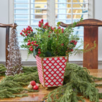 Scales Enameled Red Square Metal Cachepot Planter for Bedroom, Home Office, Kitchen, Living Room - Cachepots from Jaye's Studio
