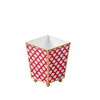Scales Enameled Red Square Metal Cachepot Planter for Bedroom, Home Office, Kitchen, Living Room - Cachepots from Jaye's Studio
