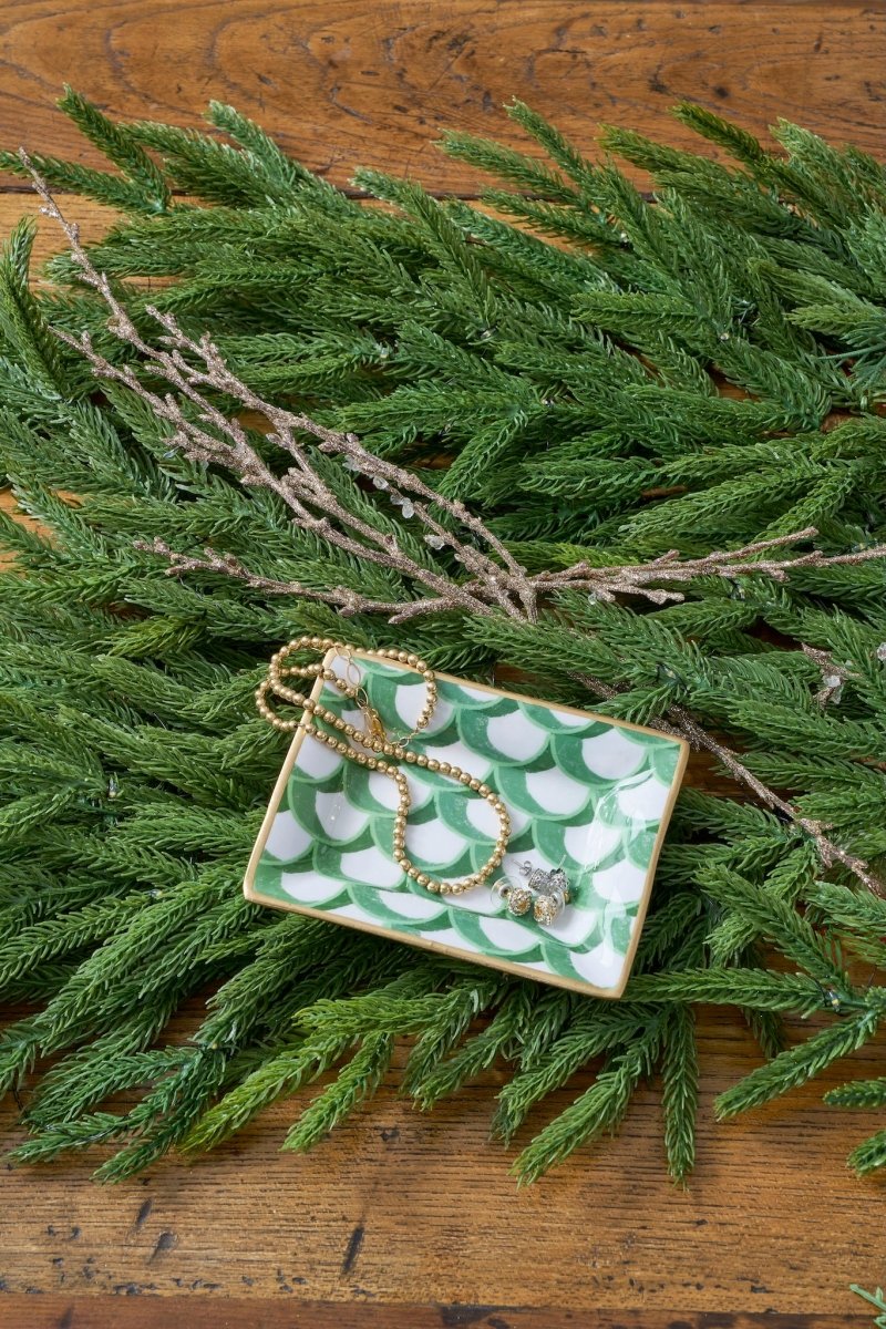 Scales Green Rectangle Catch All Tray, Jewelry Tray for Bathroom, Vanity - Decorative Landry Tray - Trinket Trays from Jaye's Studio