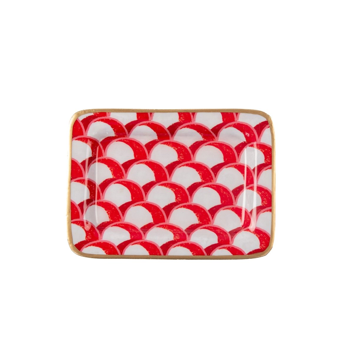 Scales Red Enameled Rectangle Soap Dish, Catch All Tray, Jewelry Tray for Bathroom, Vanity, Sink - Decorative Laney Tray - Trinket Trays from Jaye's Studio