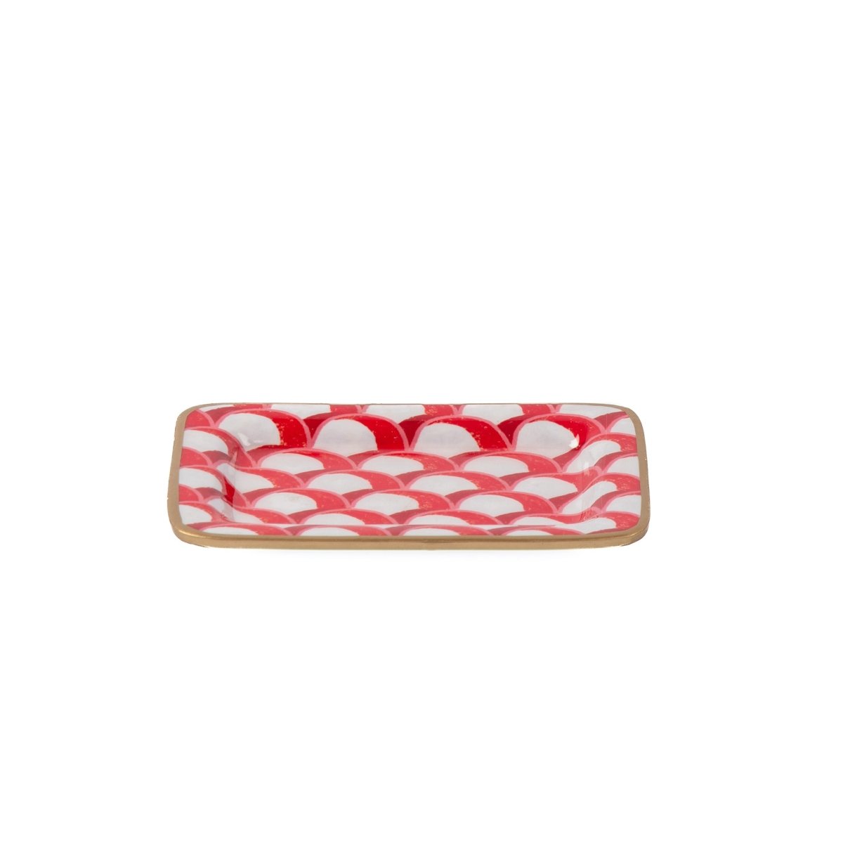 Scales Red Enameled Rectangle Soap Dish, Catch All Tray, Jewelry Tray for Bathroom, Vanity, Sink - Decorative Laney Tray - Trinket Trays from Jaye's Studio