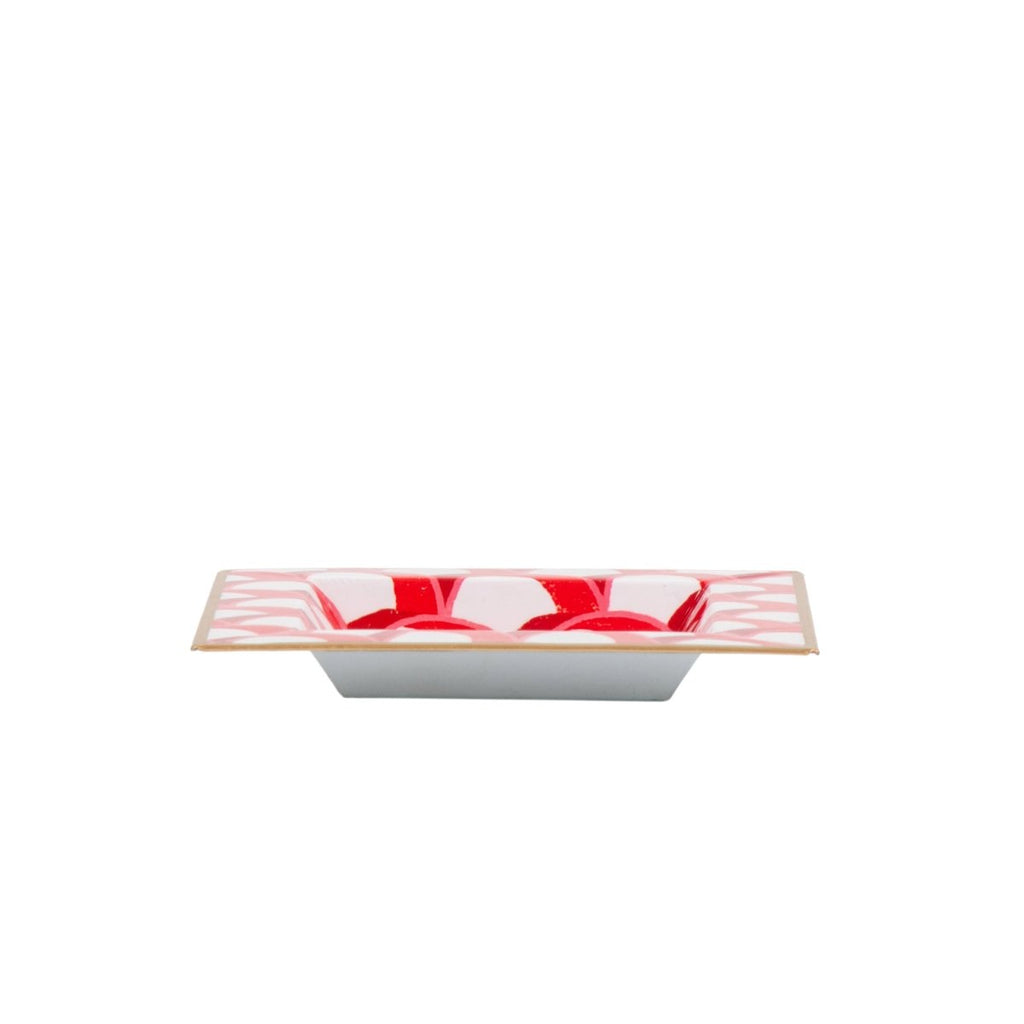 Scales Red Enameled Square Decorative Trinket Tray, Catch All Tray, Jewelry Tray for Vanity, Bathroom, Bedside Home Office - Trinket Trays from Jaye's Studio