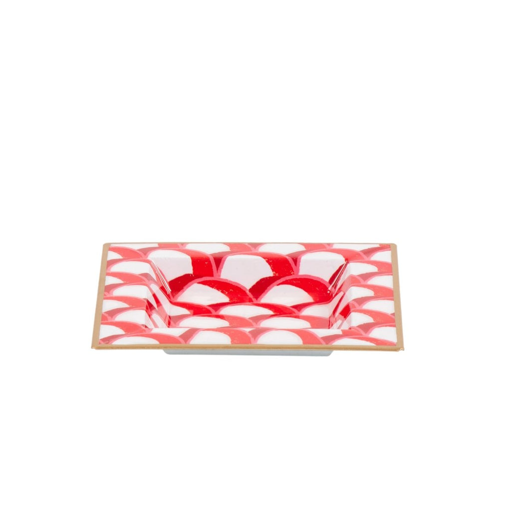 Scales Red Enameled Square Decorative Trinket Tray, Catch All Tray, Jewelry Tray for Vanity, Bathroom, Bedside Home Office - Trinket Trays from Jaye's Studio