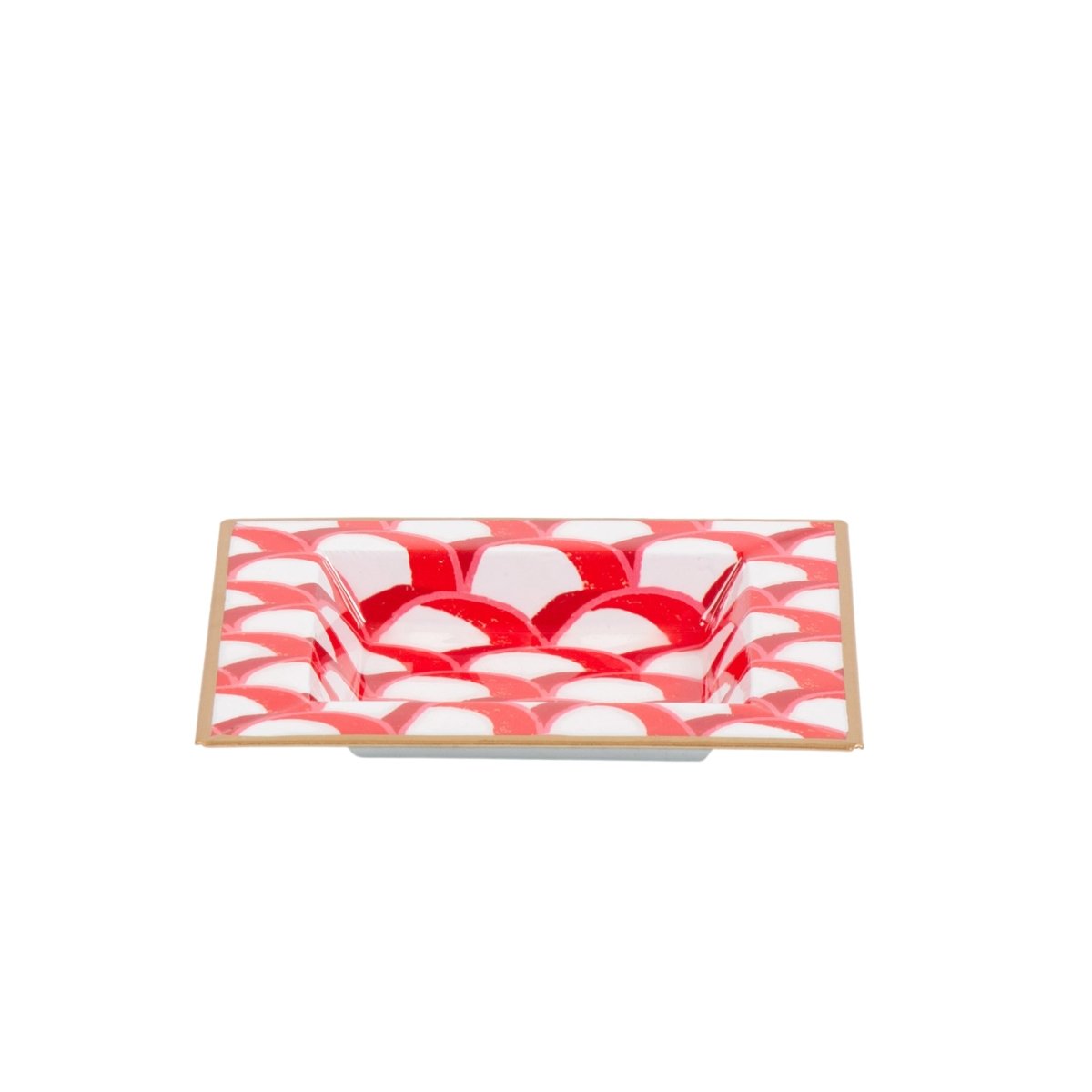 Scales Red Enameled Square Decorative Trinket Tray, Catch All Tray, Jewelry Tray for Vanity, Bathroom, Bedside Home Office - Trinket Trays from Jaye's Studio
