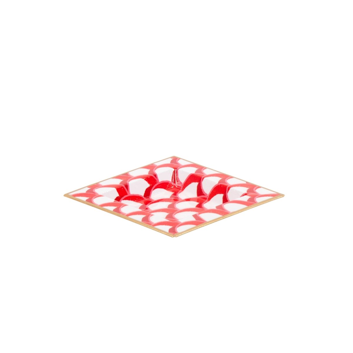 Scales Red Enameled Square Decorative Trinket Tray, Catch All Tray, Jewelry Tray for Vanity, Bathroom, Bedside Home Office - Trinket Trays from Jaye's Studio