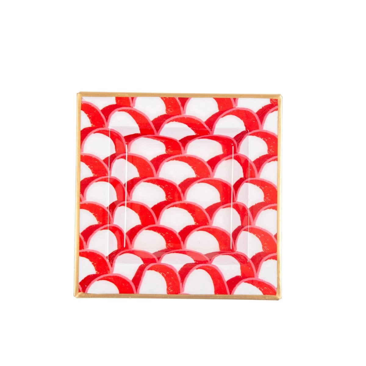 Scales Red Enameled Square Decorative Trinket Tray, Catch All Tray, Jewelry Tray for Vanity, Bathroom, Bedside Home Office - Trinket Trays from Jaye's Studio
