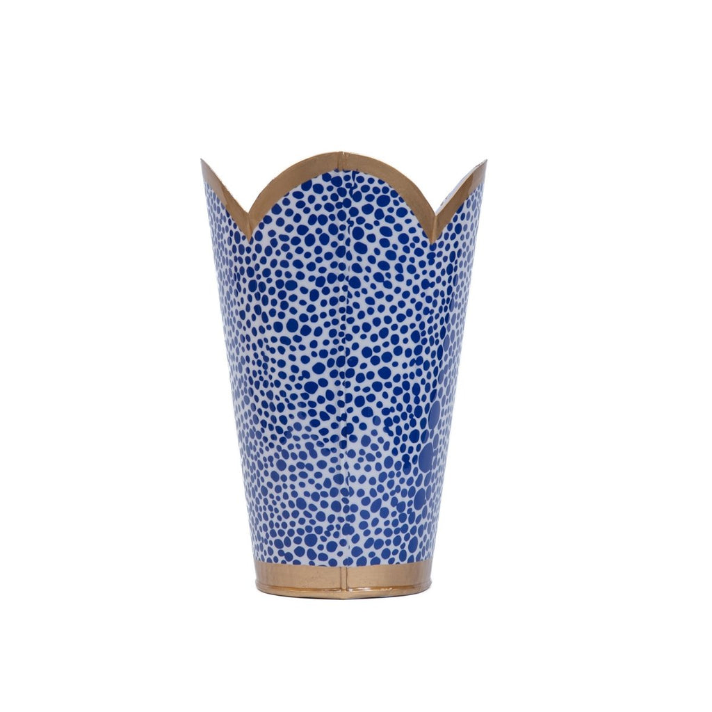Shagreen Blue Enameled Bathroom Trash Can, Wastebasket, Dustbin for Bedroom, Home Office, Vanity - Tulip Shape without Lid - Avail 02/22 - Wastebaskets from Jaye's Studio