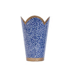Shagreen Blue Enameled Bathroom Trash Can, Wastebasket, Dustbin for Bedroom, Home Office, Vanity - Tulip Shape without Lid - Avail 02/22 - Wastebaskets from Jaye's Studio
