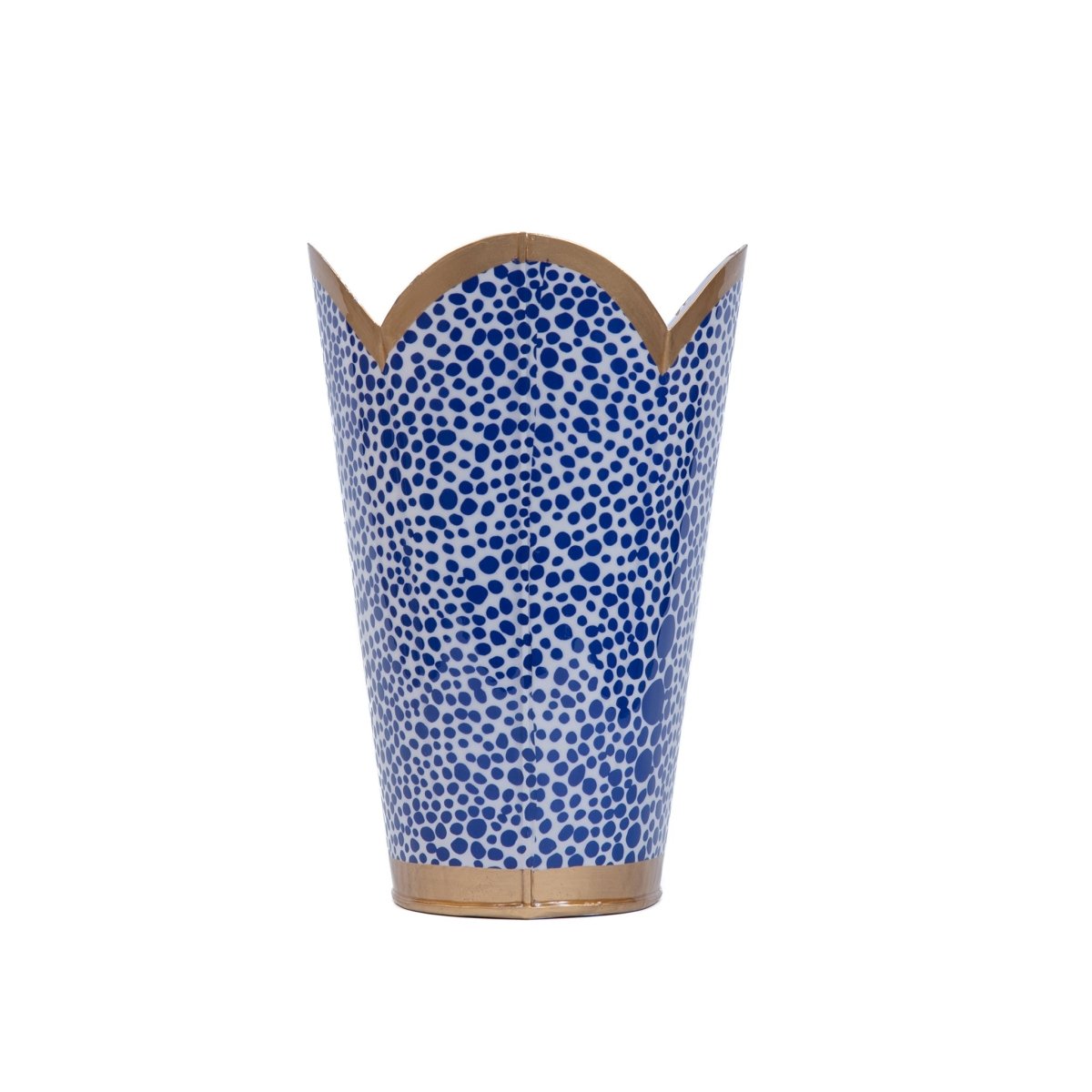 Shagreen Blue Enameled Bathroom Trash Can, Wastebasket, Dustbin for Bedroom, Home Office, Vanity - Tulip Shape without Lid - Avail 02/22 - Wastebaskets from Jaye's Studio