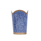 Shagreen Blue Enameled Bathroom Trash Can, Wastebasket, Dustbin for Bedroom, Home Office, Vanity - Tulip Shape without Lid - Avail 02/22 - Wastebaskets from Jaye's Studio