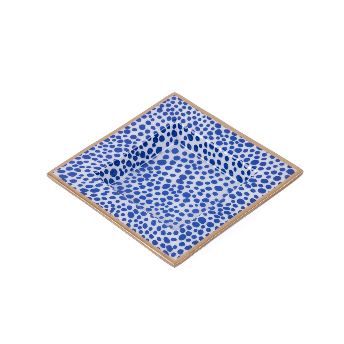 Shagreen Blue Enameled Square Decorative Trinket Tray, Catch All Tray, Jewelry Tray for Vanity, Bathroom, Bedside Home Office - Trinket Trays from Jaye's Studio