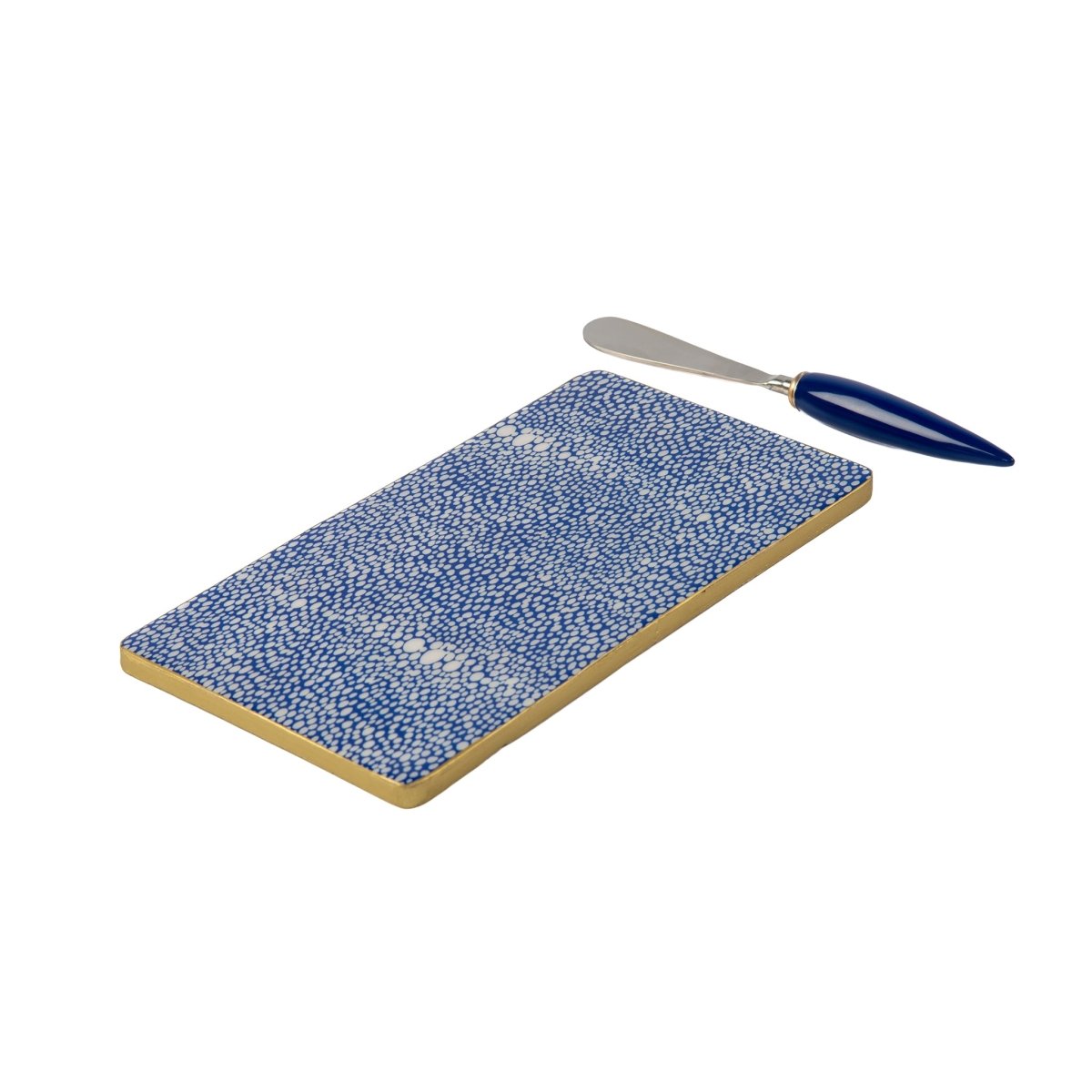 Shagreen Enameled Blue and White Charcuterie Board, Wooden Cutting Board, Barware, Chopping Board for Serving and Food Prep - Avail 05/12 - Cutting Board from Jaye's Studio