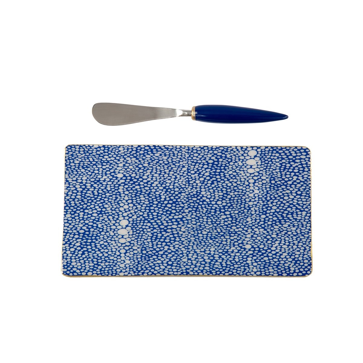 Shagreen Enameled Blue and White Charcuterie Board, Wooden Cutting Board, Barware, Chopping Board for Serving and Food Prep - Avail 05/12 - Cutting Board from Jaye's Studio