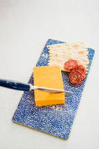 Shagreen Enameled Blue and White Charcuterie Board, Wooden Cutting Board, Barware, Chopping Board for Serving and Food Prep - Avail 05/12 - Cutting Board from Jaye's Studio