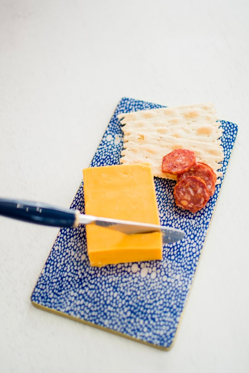 Shagreen Enameled Blue and White Charcuterie Board, Wooden Cutting Board, Barware, Chopping Board for Serving and Food Prep - Avail 05/12 - Cutting Board from Jaye's Studio