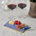 Shagreen Enameled Blue and White Charcuterie Board, Wooden Cutting Board, Barware, Chopping Board for Serving and Food Prep - Avail 05/12 - Cutting Board from Jaye's Studio