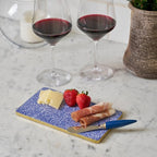 Shagreen Enameled Blue and White Charcuterie Board, Wooden Cutting Board, Barware, Chopping Board for Serving and Food Prep - Avail 05/12 - Cutting Board from Jaye's Studio