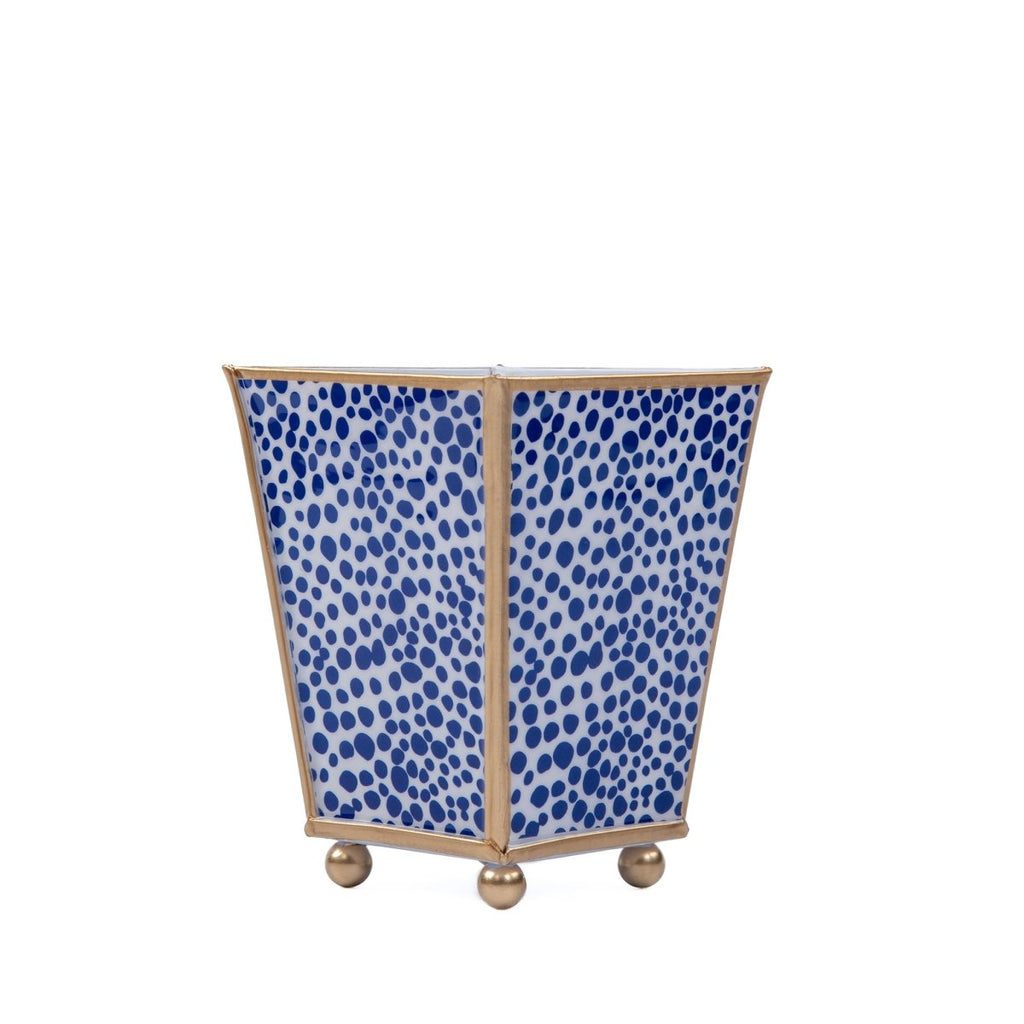 Shagreen Enameled Blue and White Square Metal Cachepot For Bedroom, Home Office, Kitchen, Living Room - Avail 02/22 - Cachepots from Jaye's Studio