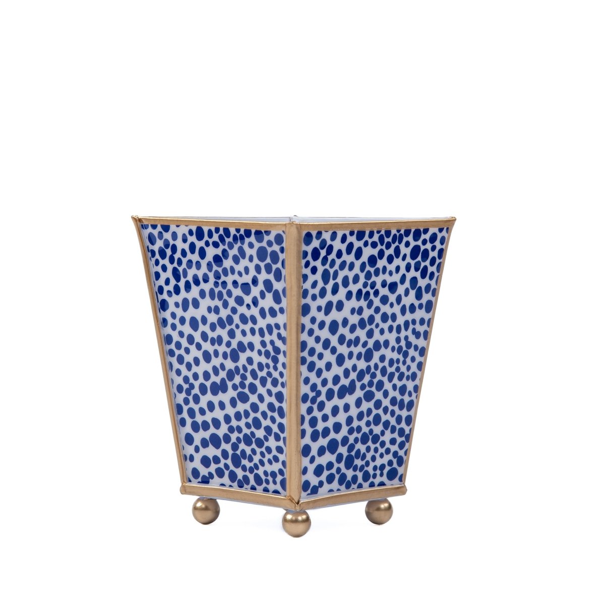 Shagreen Enameled Blue and White Square Metal Cachepot For Bedroom, Home Office, Kitchen, Living Room - Avail 02/22 - Cachepots from Jaye's Studio